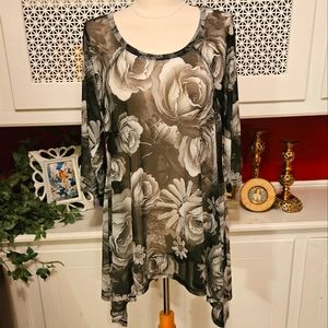 Karen Kane Shark Bite Mesh Tunic 1X